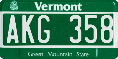 VT license plate AKG358