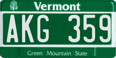 VT license plate AKG359