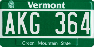 VT license plate AKG364
