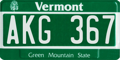 VT license plate AKG367