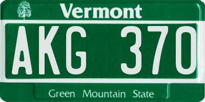 VT license plate AKG370