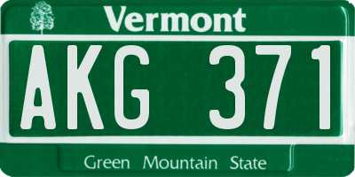 VT license plate AKG371