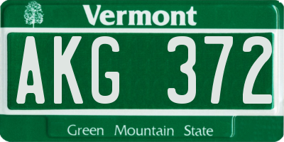VT license plate AKG372