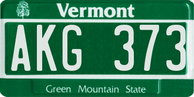 VT license plate AKG373