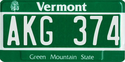VT license plate AKG374