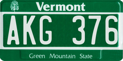 VT license plate AKG376