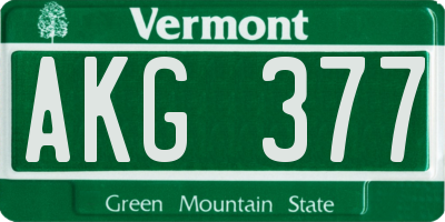 VT license plate AKG377