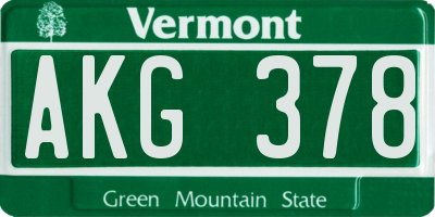 VT license plate AKG378