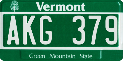 VT license plate AKG379