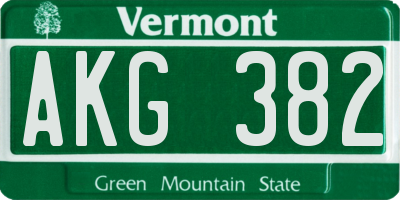 VT license plate AKG382
