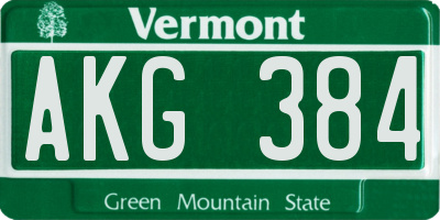 VT license plate AKG384