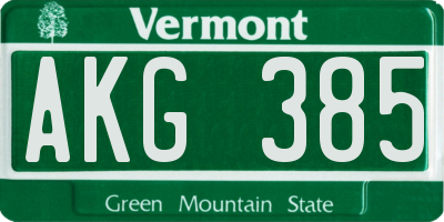 VT license plate AKG385