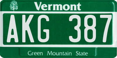 VT license plate AKG387