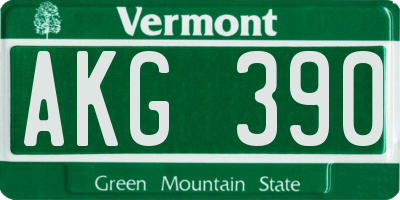VT license plate AKG390