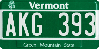 VT license plate AKG393