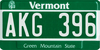 VT license plate AKG396