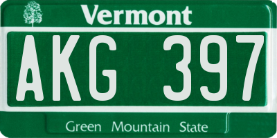 VT license plate AKG397
