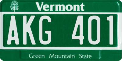 VT license plate AKG401