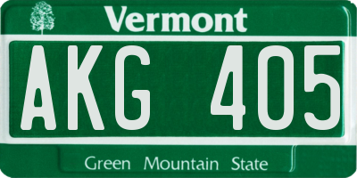 VT license plate AKG405
