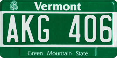 VT license plate AKG406