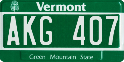 VT license plate AKG407