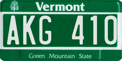 VT license plate AKG410