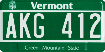 VT license plate AKG412