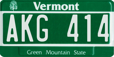 VT license plate AKG414