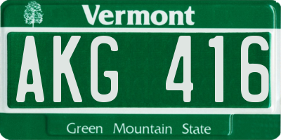 VT license plate AKG416