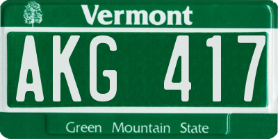 VT license plate AKG417