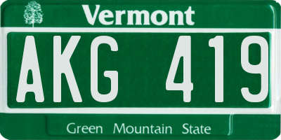 VT license plate AKG419