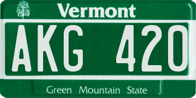 VT license plate AKG420