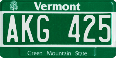 VT license plate AKG425