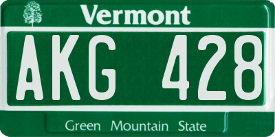VT license plate AKG428