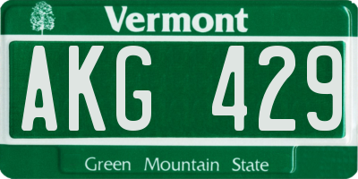 VT license plate AKG429