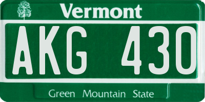 VT license plate AKG430