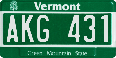 VT license plate AKG431
