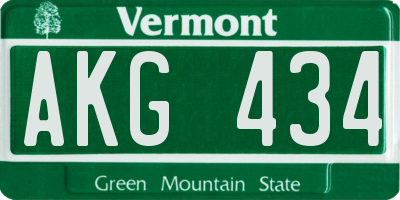 VT license plate AKG434