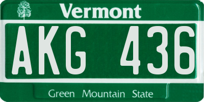 VT license plate AKG436