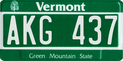 VT license plate AKG437