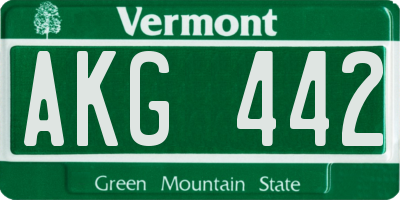 VT license plate AKG442