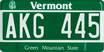 VT license plate AKG445