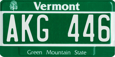 VT license plate AKG446