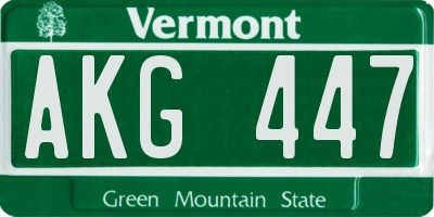 VT license plate AKG447