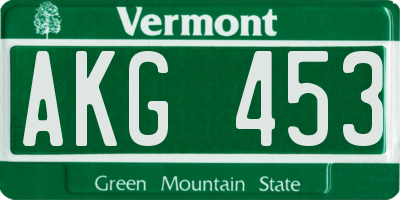 VT license plate AKG453