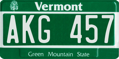 VT license plate AKG457