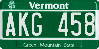 VT license plate AKG458