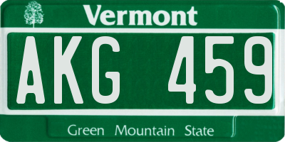 VT license plate AKG459