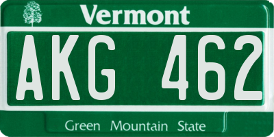 VT license plate AKG462