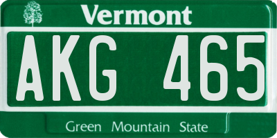 VT license plate AKG465